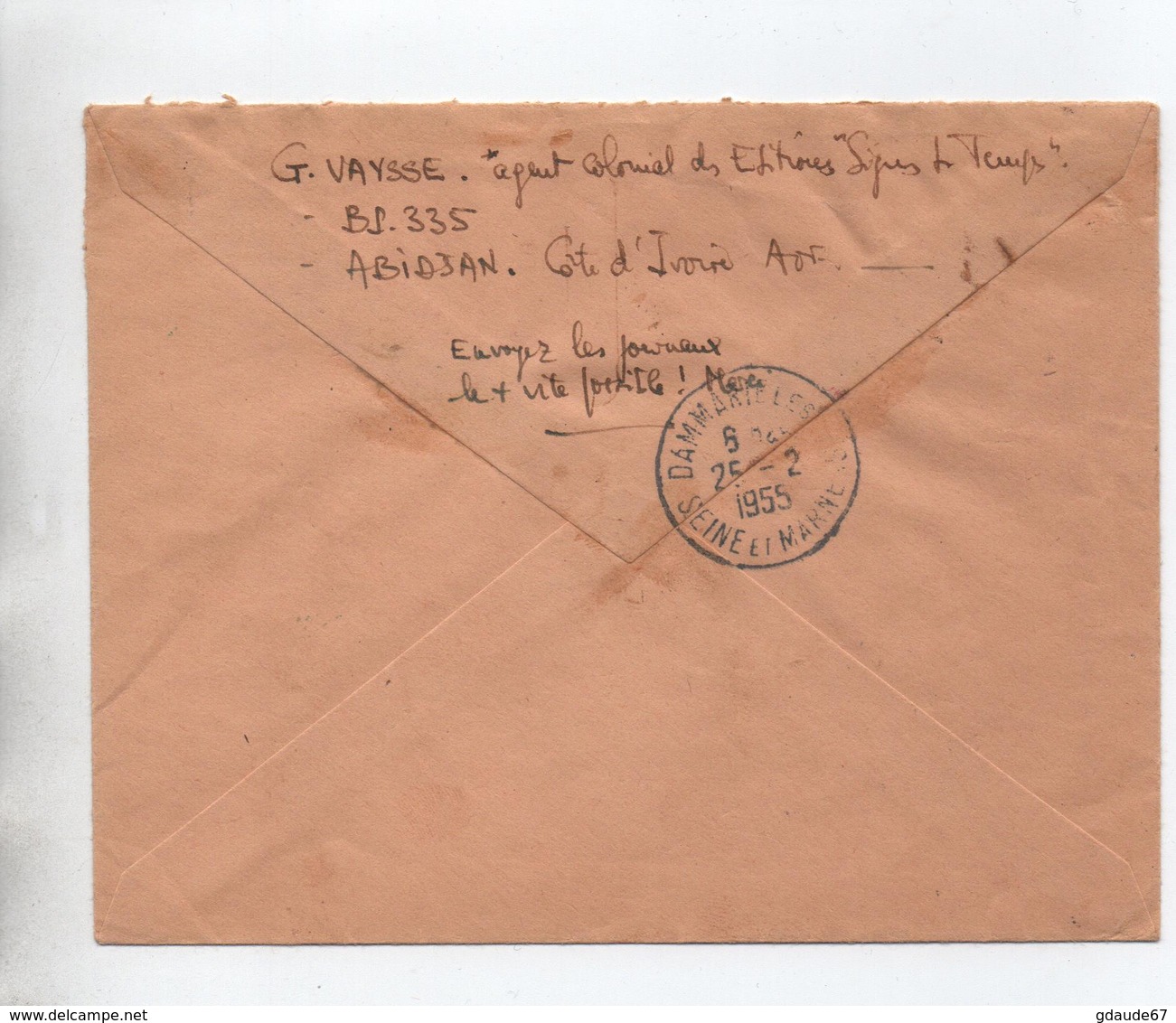 1955 - ENVELOPPE RECOMMANDE D'ABIDJAN (COTE D'IVOIRE / AOF) - Lettres & Documents