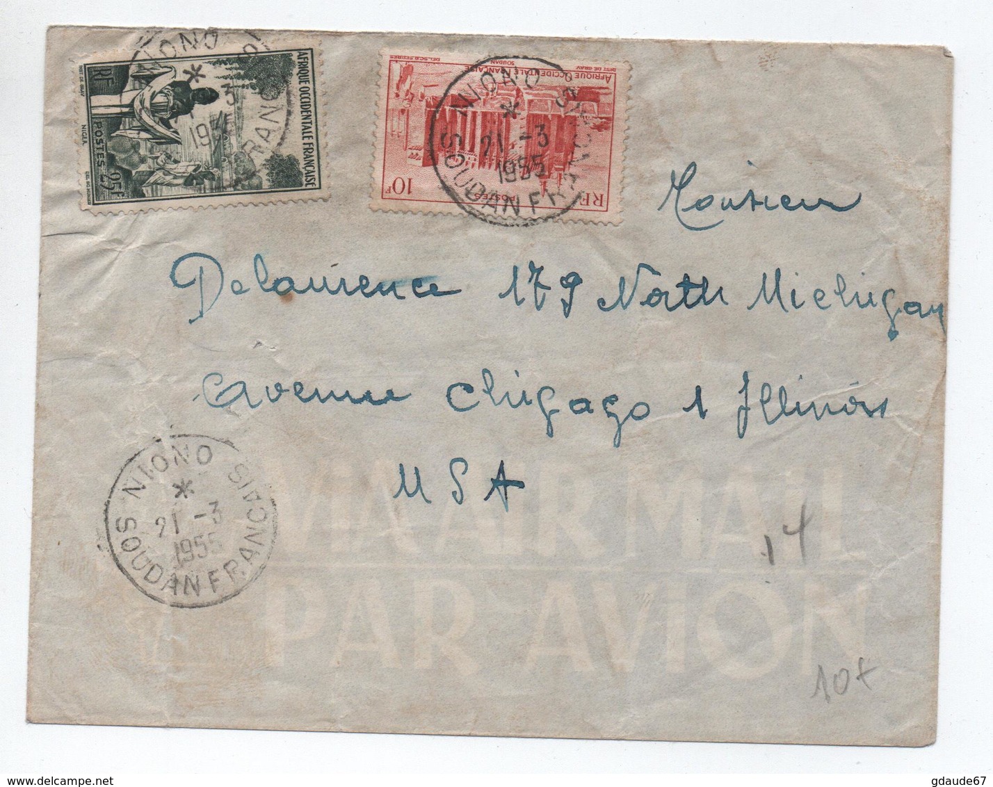 1955 - ENVELOPPE De NIONO (SOUDAN FRANCAIS / AOF) - Cartas & Documentos