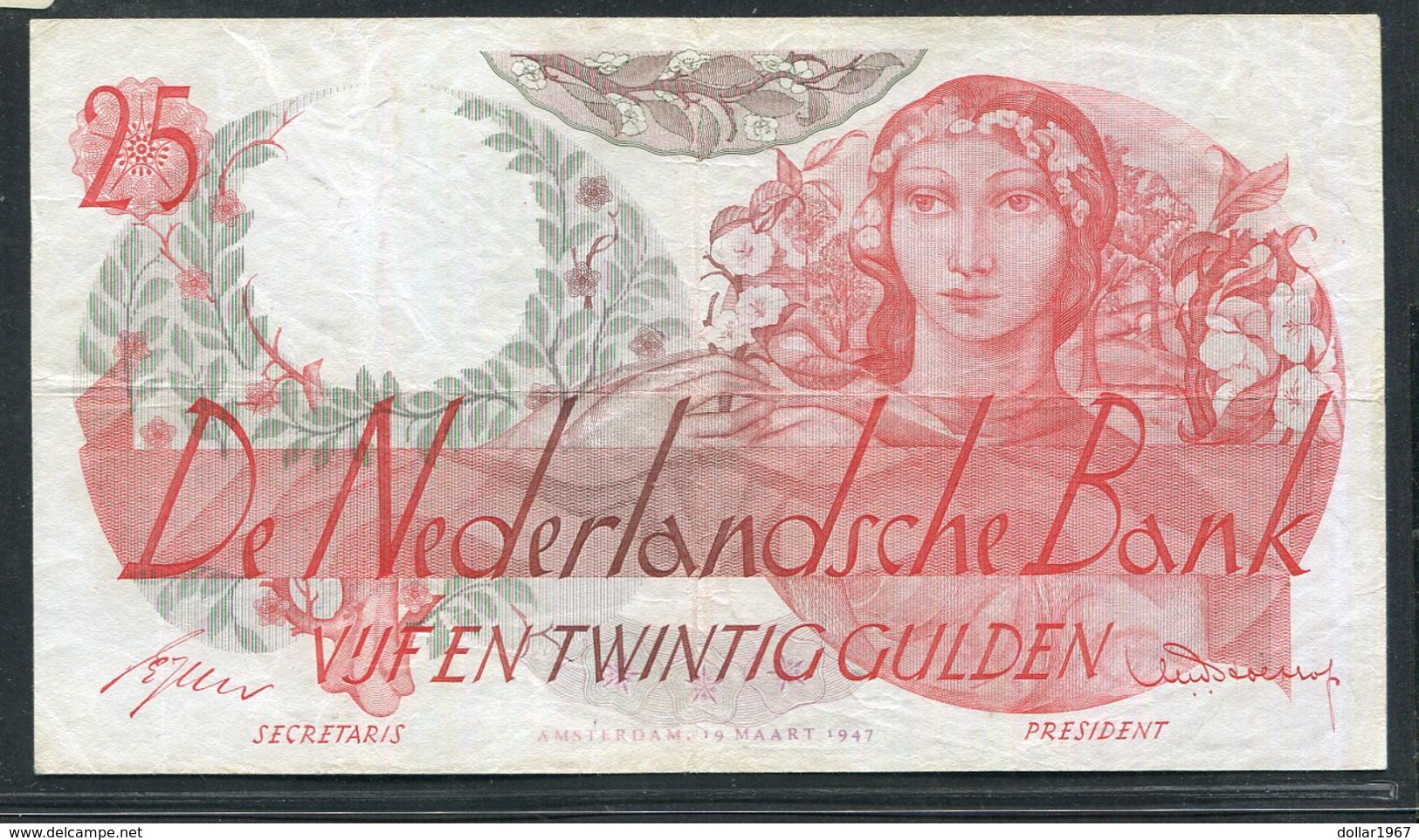 Netherlands  - 25 Gulden 1947 'Flora' - 5 BM 094191 - See The 2 Scans For Condition.(Originalscan ) - [1] …-1815 : Antes Del Reino