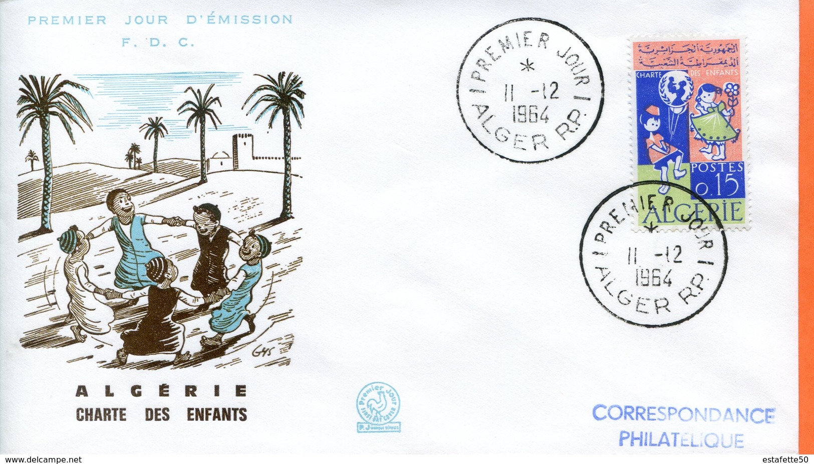 Algérie,; FDC 1964 " Charte Des Enfants " - Algérie (1962-...)