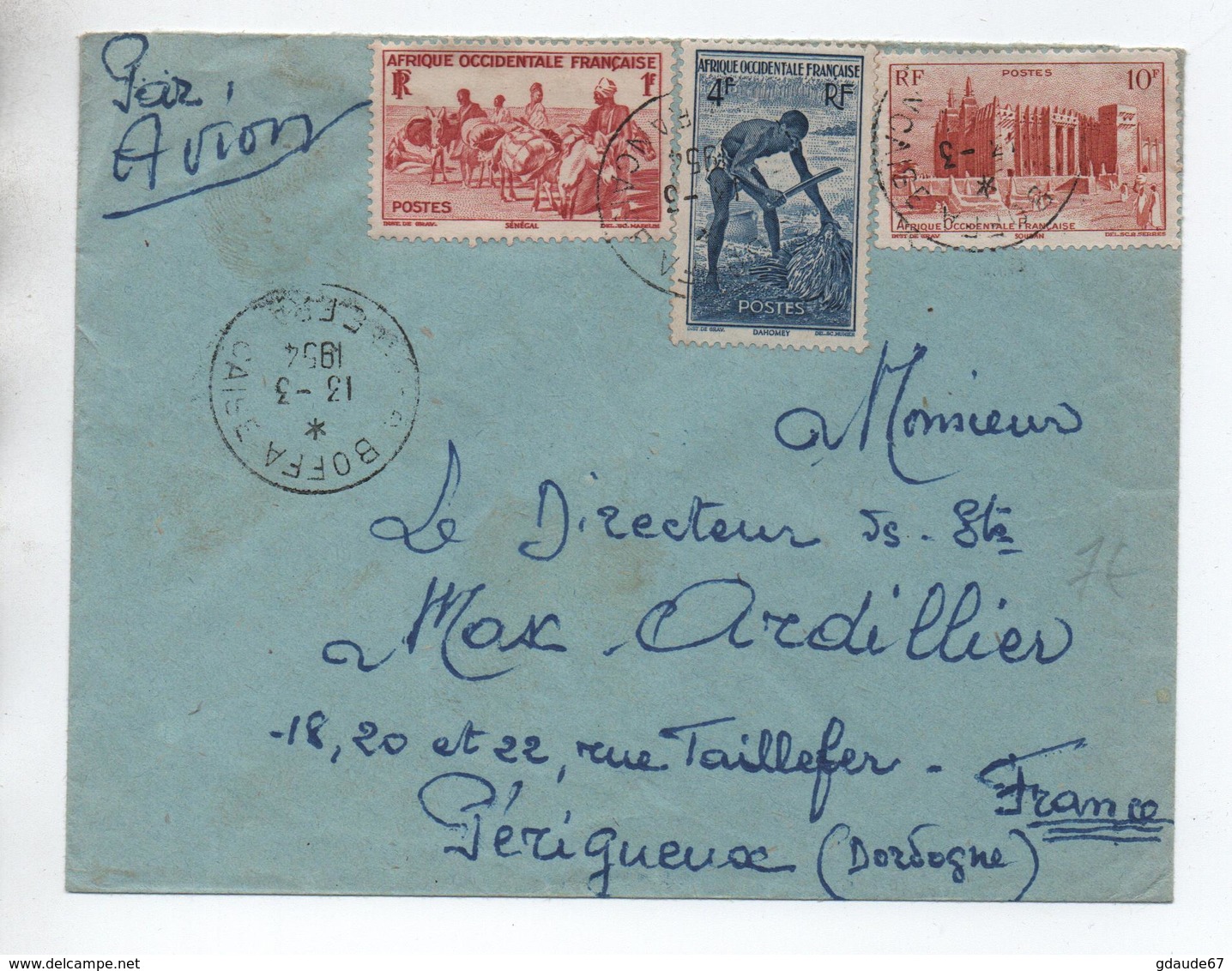 1954 - ENVELOPPE De BOFFA (GUINEE FRANCAISE / AOF) Pour PERIGUEUX (DORDOGNE) - Storia Postale