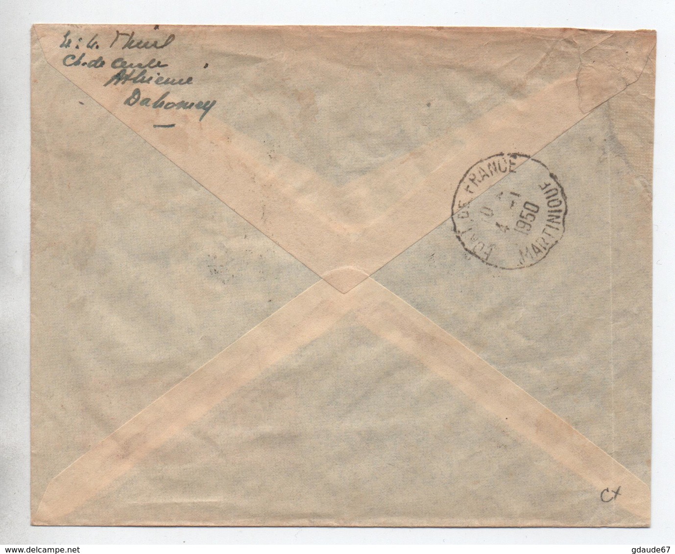 1950 - ENVELOPPE De ATHIEME (DAHOMEY / AOF) Pour FORT DE FRANCE (MARTINIQUE) - Lettres & Documents