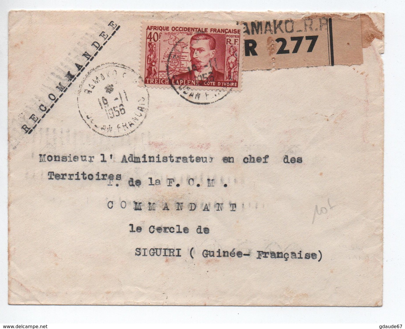 1956 - ENVELOPPE RECOMMANDEE De BAMAKO (SOUDAN FRANCAIS / AOF) - SEUL SUR LETTRE - Brieven En Documenten