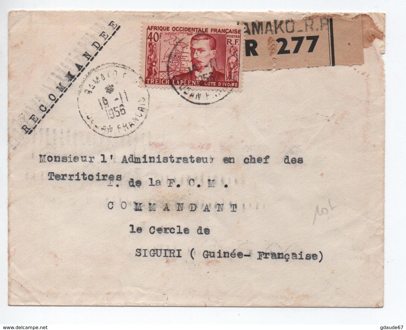1956 - ENVELOPPE RECOMMANDEE De BAMAKO (SOUDAN FRANCAIS / AOF) - SEUL SUR LETTRE - Covers & Documents