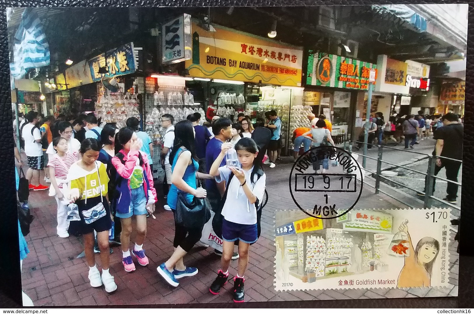 Hong Kong Shopping Streets 2017 Hong Kong Maximum Card MC (Location Postmark) Type A (Goldfish Street) - Cartoline Maximum