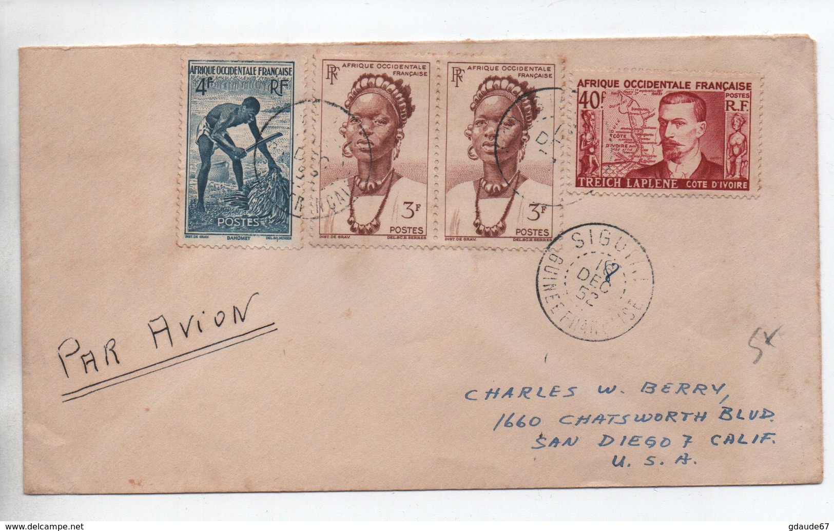 1952 - ENVELOPPE De SIGUIRI (GUINEE FRANCAISE / AOF) - Lettres & Documents