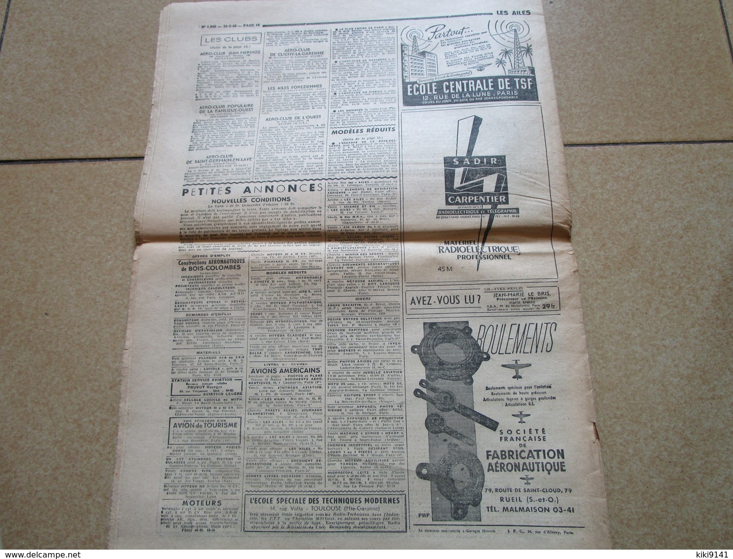 LES AILES - Journal Hebdomadaire De La Locomotion Aérienne - 26è Année - N° 1.049 - 23 Février 1946 - 16 Pages - Autres & Non Classés