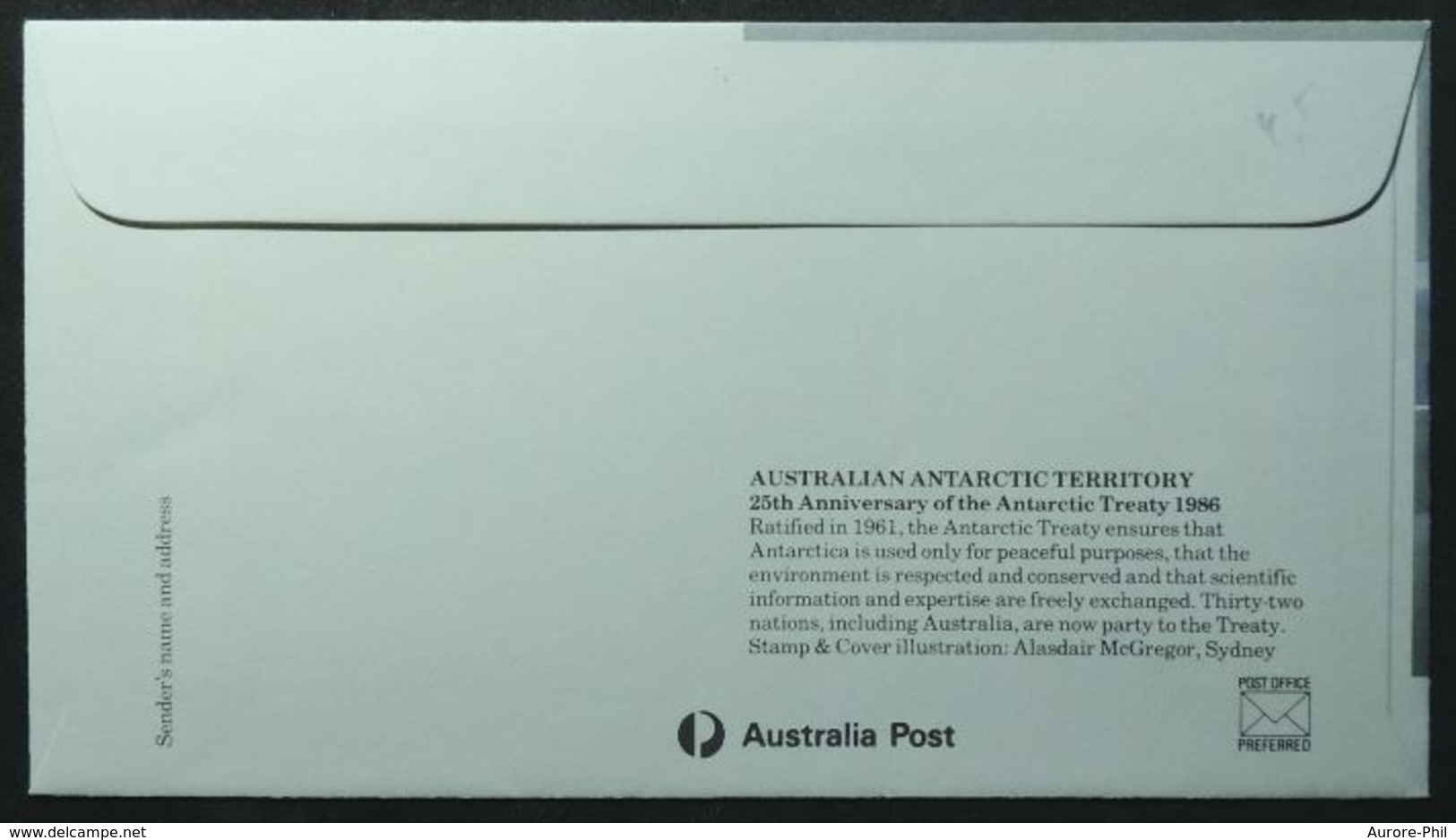 Entiers Postaux – FDC Antarctique Australie 1986, Dauphin (Australian Antarctic Territory) - Antarctic Treaty