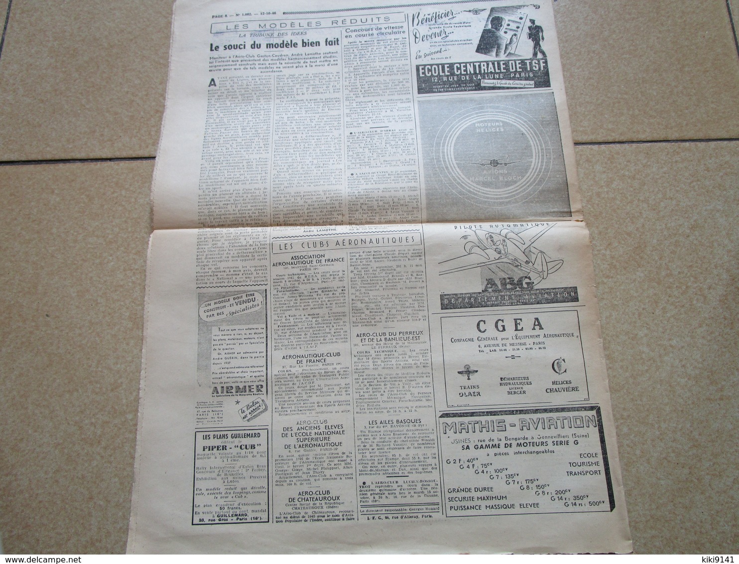 LES AILES - Journal Hebdomadaire De La Locomotion Aérienne - 26è Année - N° 1.082 - 12 Octobre 1946 - 8 Pages - Autres & Non Classés