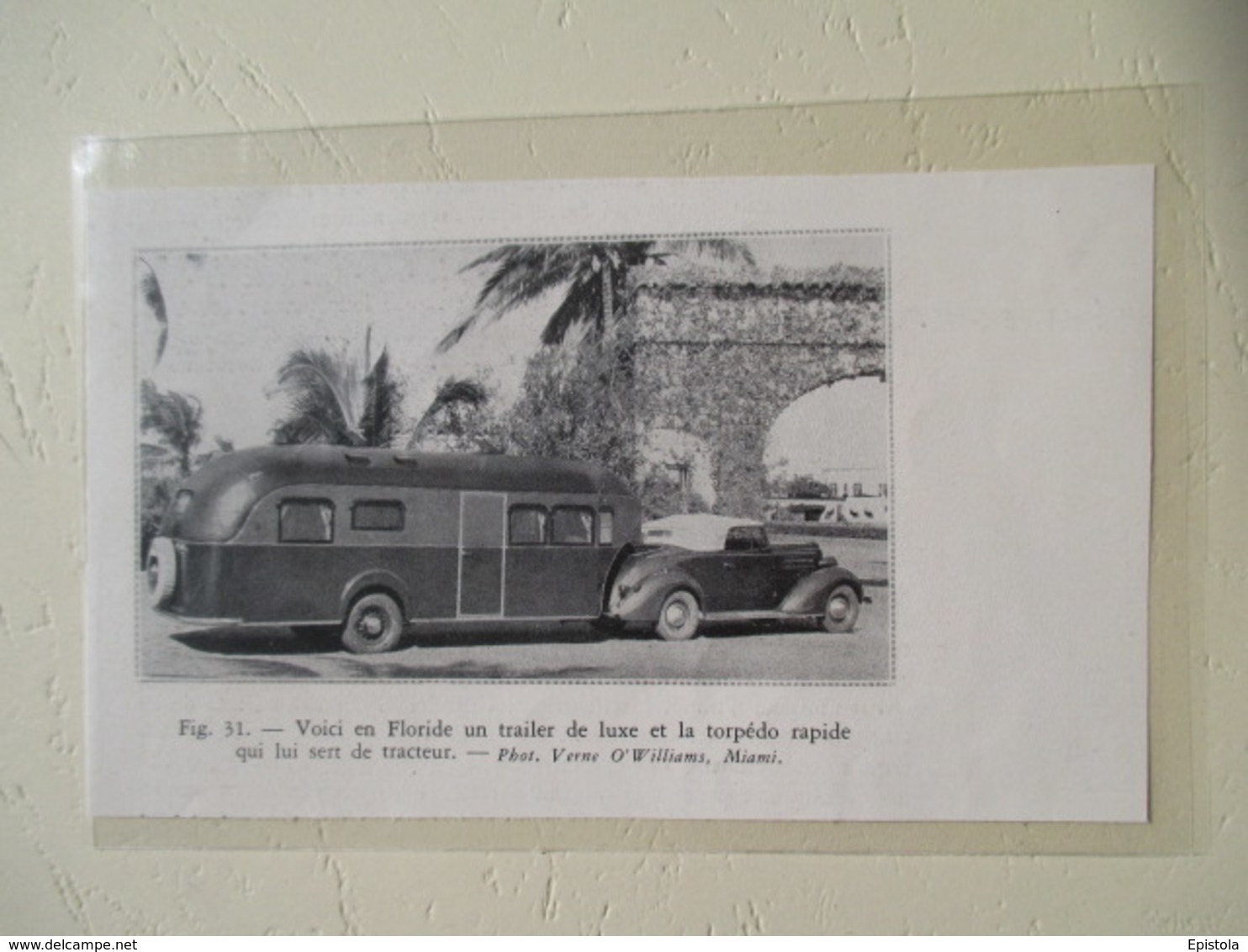USA Floride - Ensemble Routier Ford Cab V8 Semi Remorque Camping " Trailer De Luxe"  - Coupure De Presse De 1937 - Wohnwagen