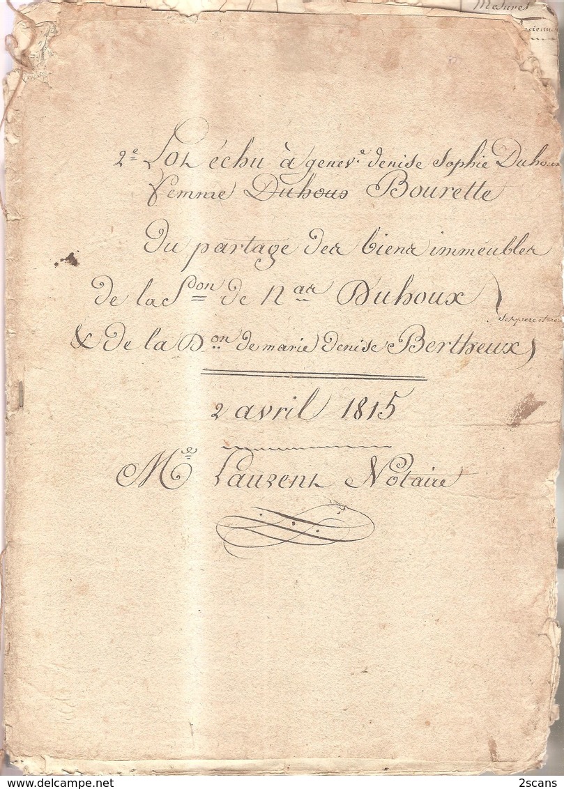 Partage Des Biens De Mme Vve DUHOUX (née BERTEUX) - Villenoy Crégy-lès-Meaux Tigeaux Ussy - BOURETTE, LECAILLER ROMMETIN - Villenoy