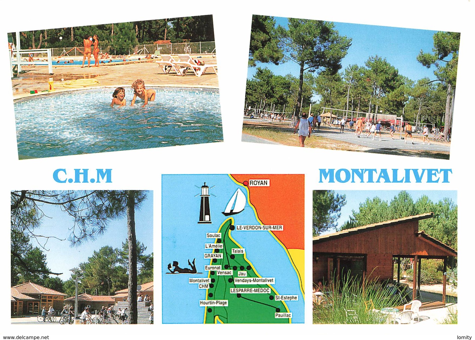 33 Montalivet Centre Helio Marin CHM Naturisme Naturiste Nue Nu Volley Ball Piscine Carte 5 Vues - Altri & Non Classificati