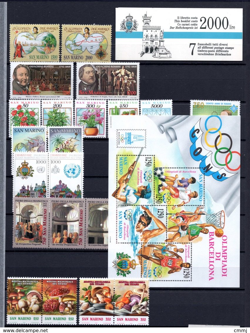 1992 - SAINT-MARIN - SAN MARINO - Unif. LOTTO - NH - (SM2017.38/39...) - Verzamelingen & Reeksen