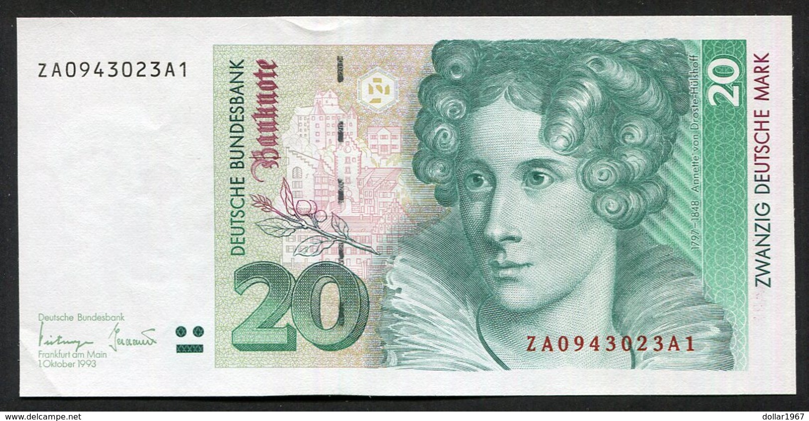 20 Deutsche Mark 1993 , Ersatznote/Replacement - ZA -A1 - See The 2 Scans For Condition.(Originalscan ) - 20 Deutsche Mark