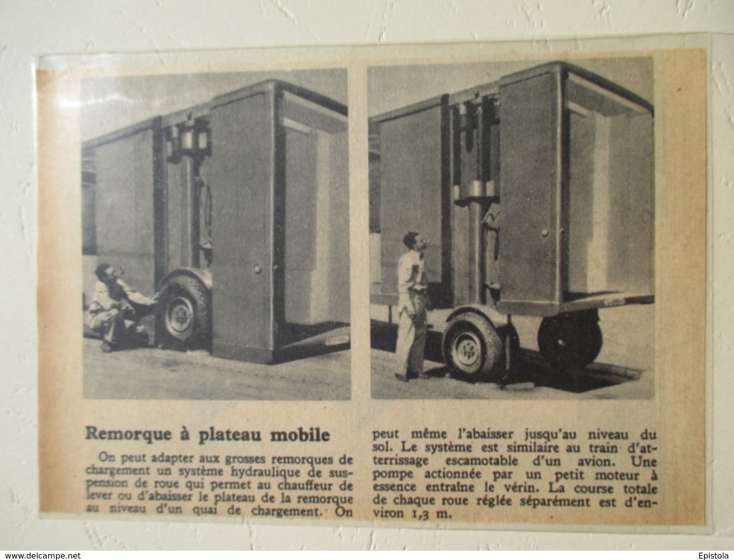 USA - Remorque Américaine à Plateau Vertical  Amovible  - Coupure De Presse De 1950 - Trucks