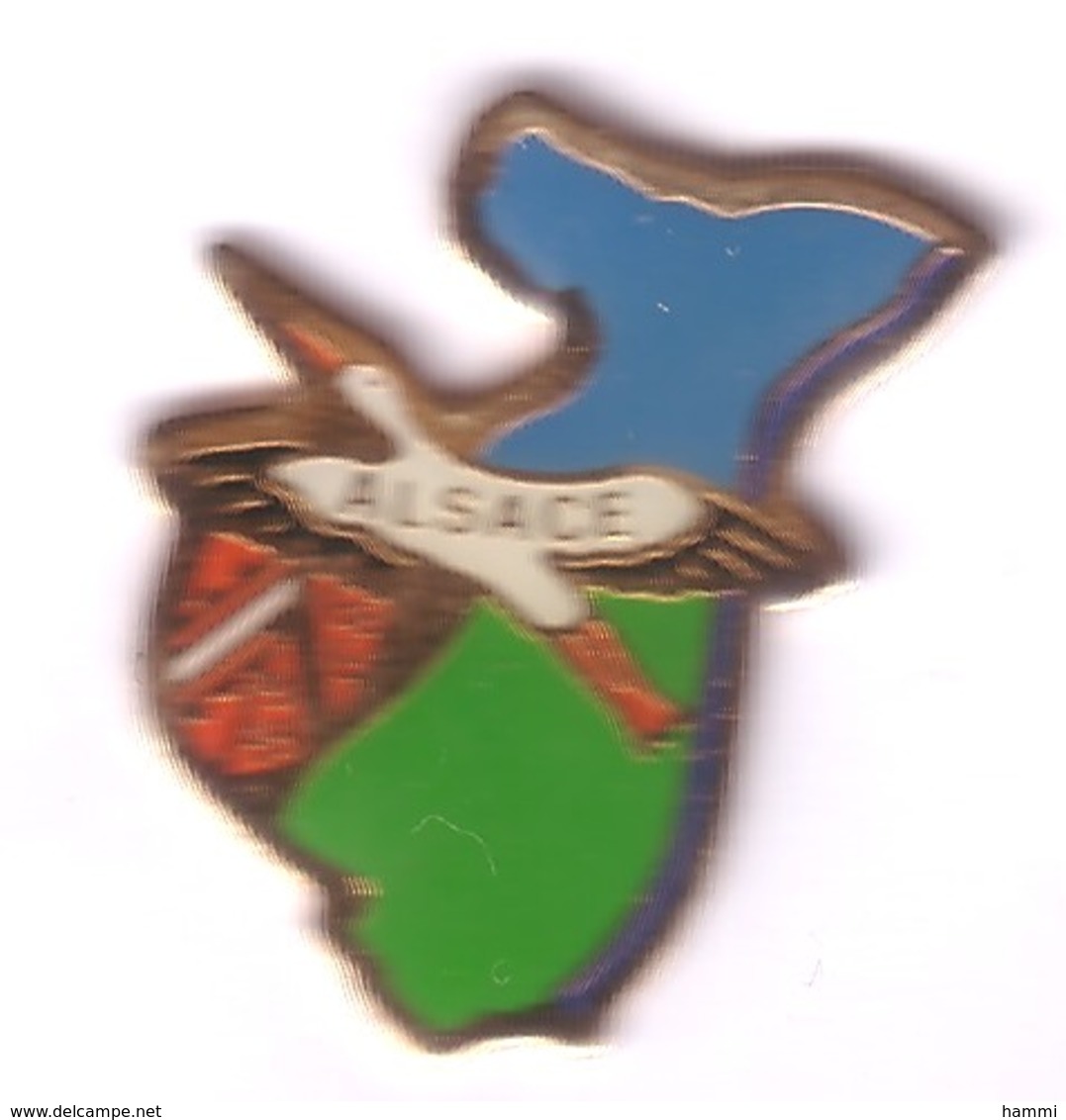 VF334 Pin's Alsace Département Oiseau Cigogne écusson Achat Immédiat - Animaux