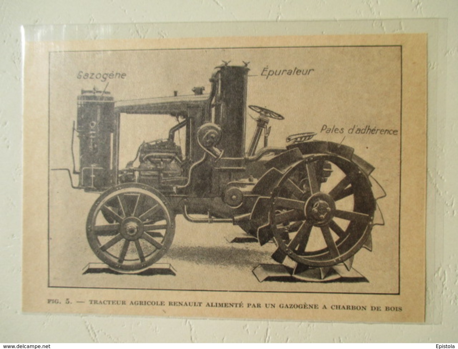 Tracteur Agricole Renault Avec Gazogène Au Charbon De Bois - Coupure De Presse De 1928 - Tracteurs