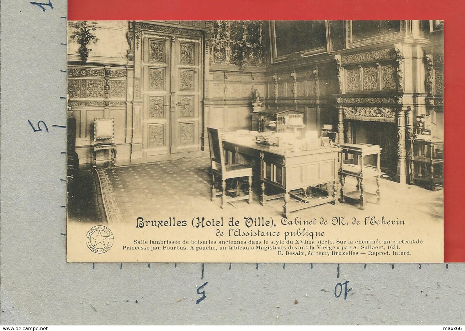 CARTOLINA NV BELGIO - BRUXELLES - Hotel De Ville - Cabinet De M. De L'Echevin De L'Assistance Publique - 9 X 14 - Monumenti, Edifici