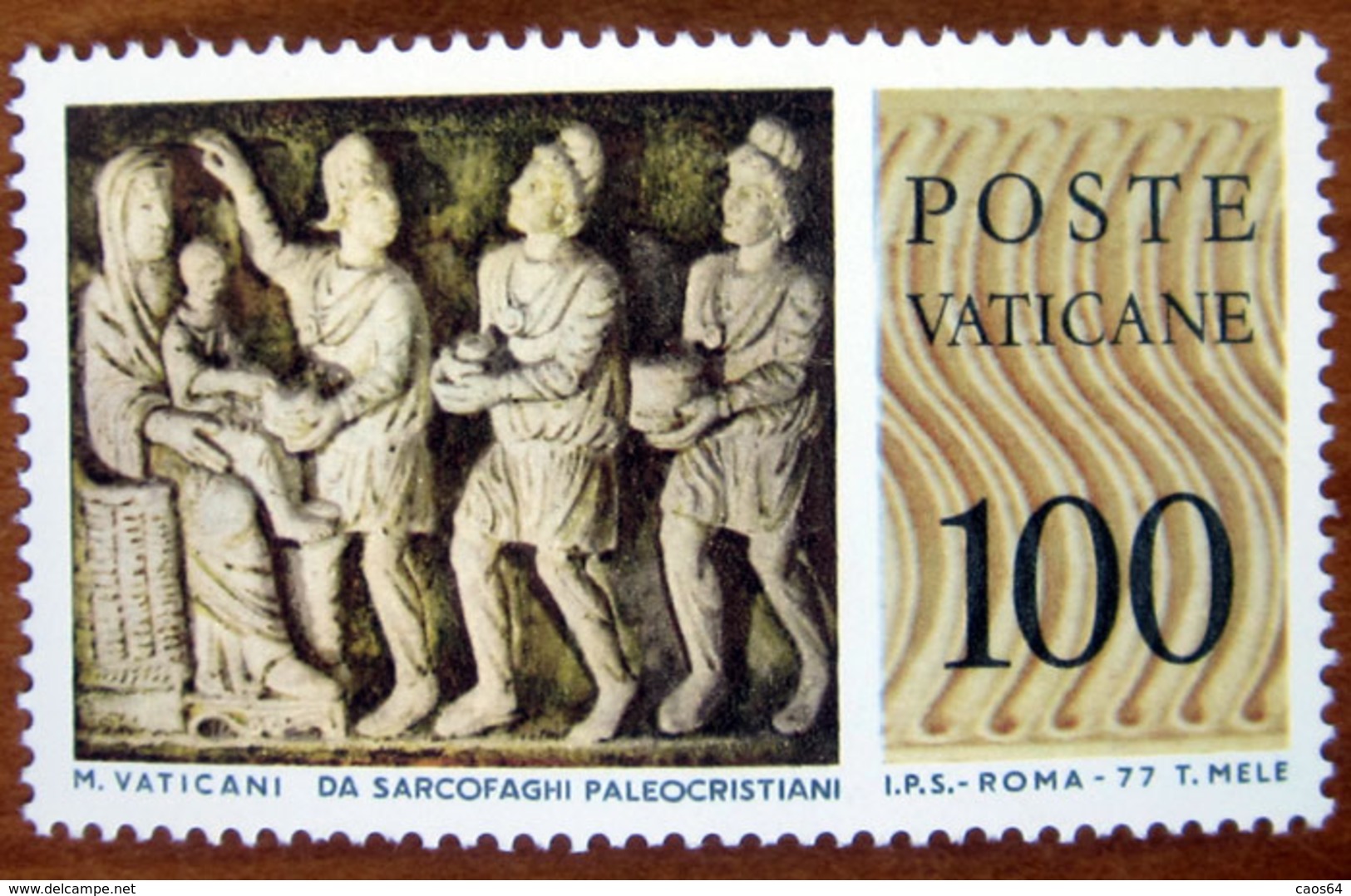 1977 VATICANO Arte Sculture Musei Vaticani Sarcofaghi Paleocristiani - Lire 100 Nuovo - Nuovi