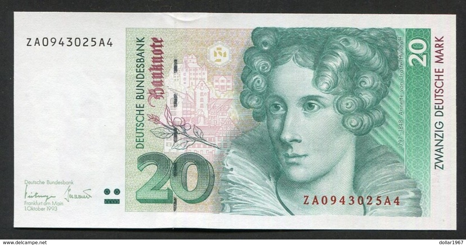 2 X 20 Deutsche Mark 1993 , Ersatznote/Replacement - ZA -A1 - See The 2 Scans For Condition.(Originalscan ) - 20 Deutsche Mark