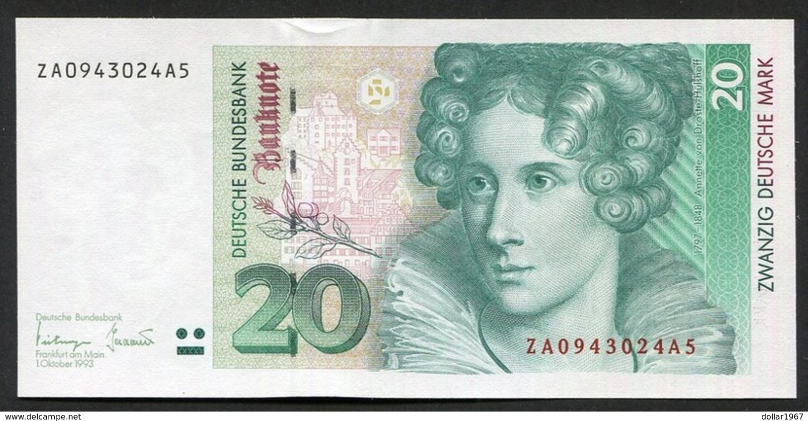 2 X 20 Deutsche Mark 1993 , Ersatznote/Replacement - ZA -A1 - See The 2 Scans For Condition.(Originalscan ) - 20 Deutsche Mark