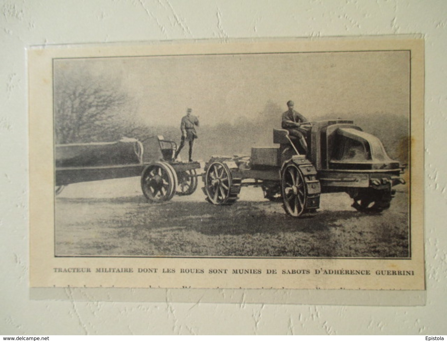 Tracteur Militaire (à Sabots Guerrini)  Pour Semi Remorque    - Coupure De Presse De 1924 - Tracteurs