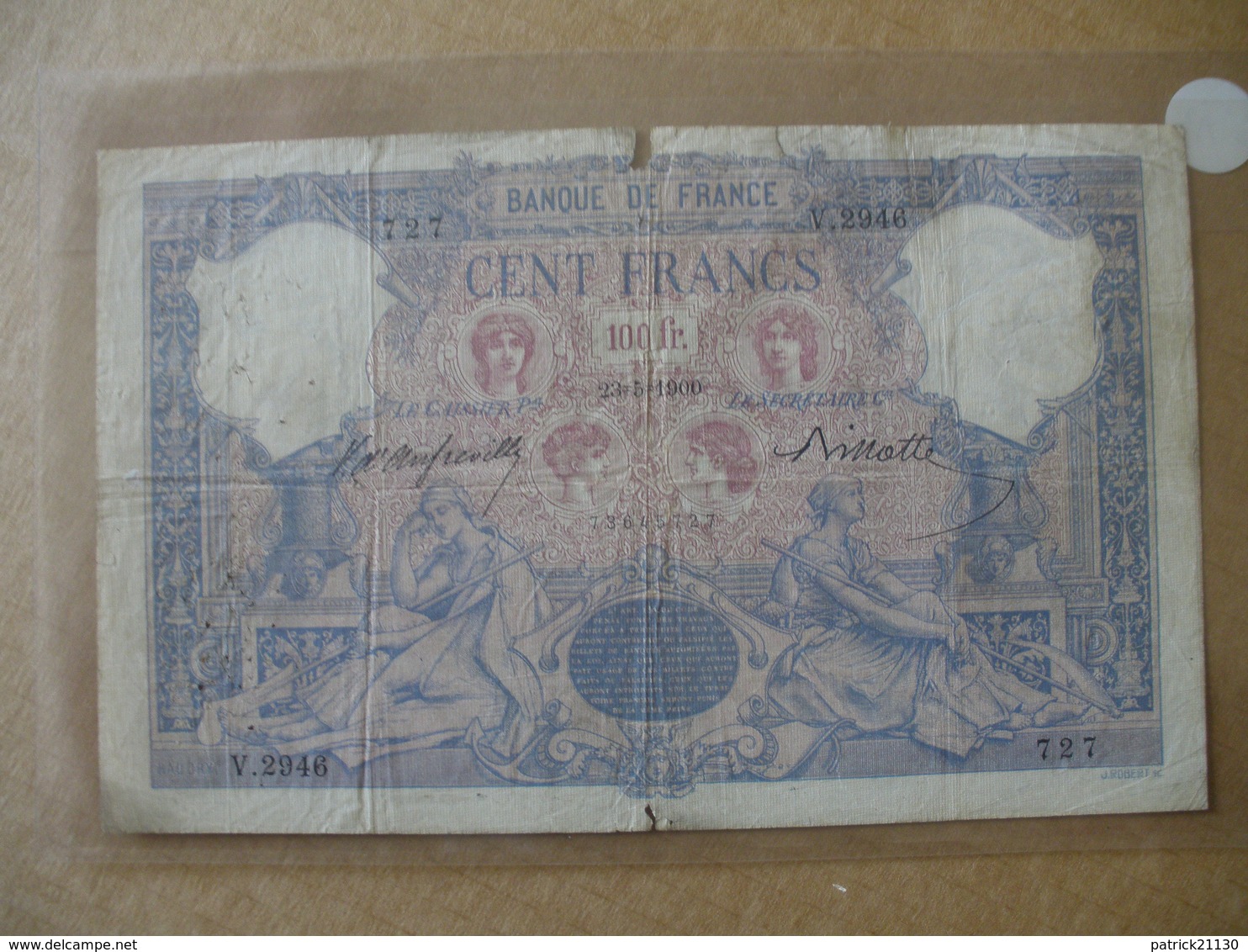 BILLET DE 100F BLEU ET ROSE DU 23/05/1900 FAYETTE 21/13 - 100 F 1888-1909 ''Bleu Et Rose''