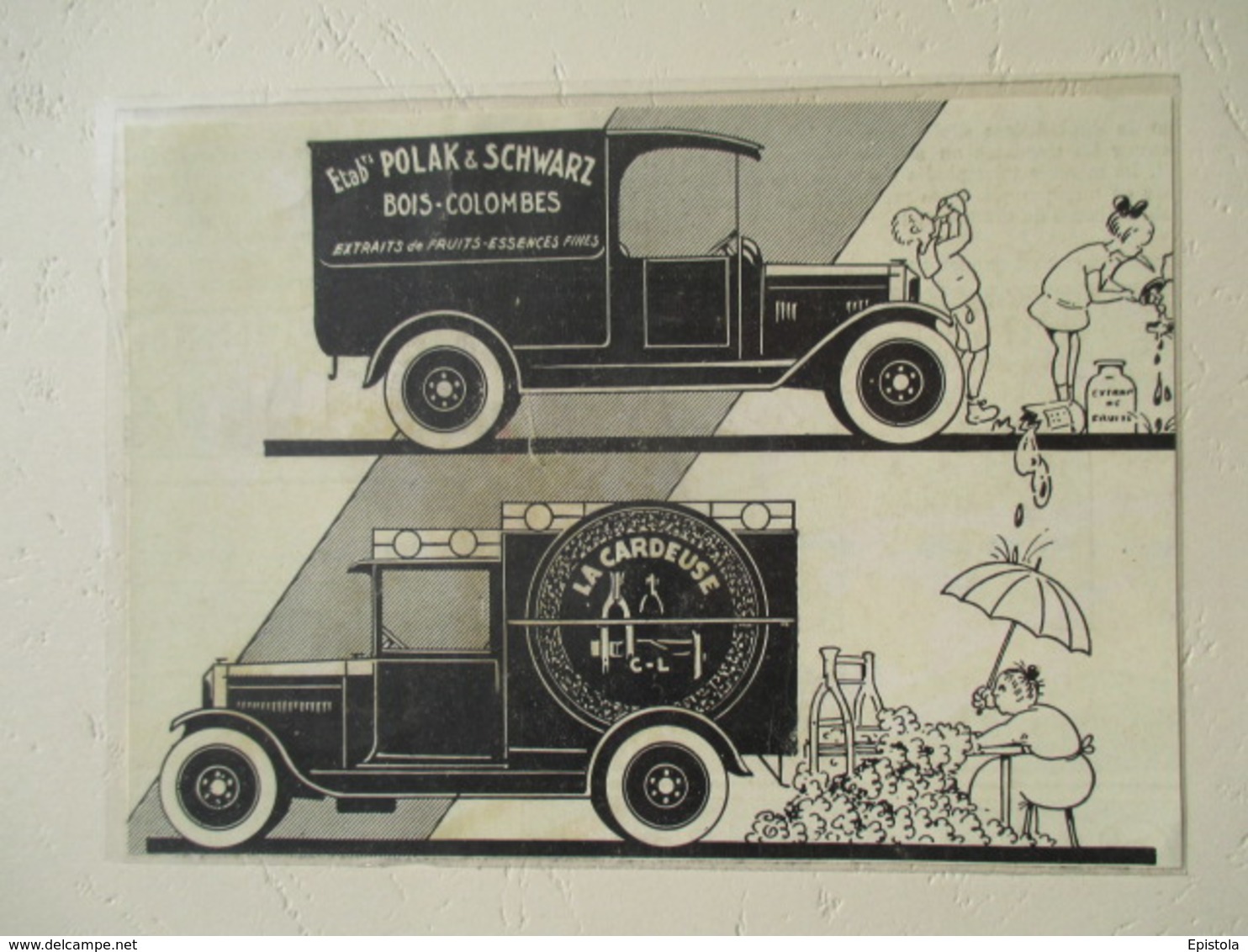 Camion De Livraison Extraits De Fruits POLAK & SCHWARZ  Bois Colombes    - Coupure De Presse De 1930 - Camions