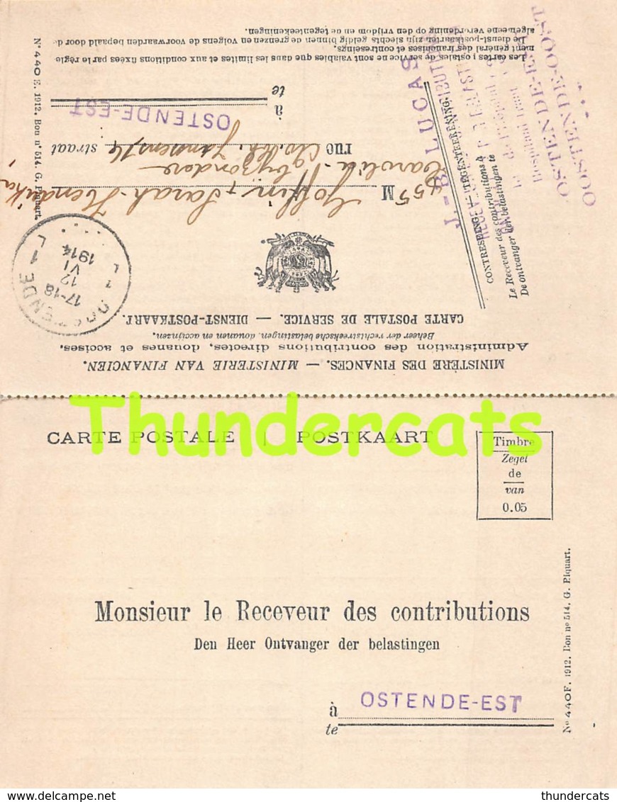 CPA  CARTE POSTALE DE SERVICE DIENS POSTKAART OOSTEND OSTENDE 1914 GOFFIN - Franchise