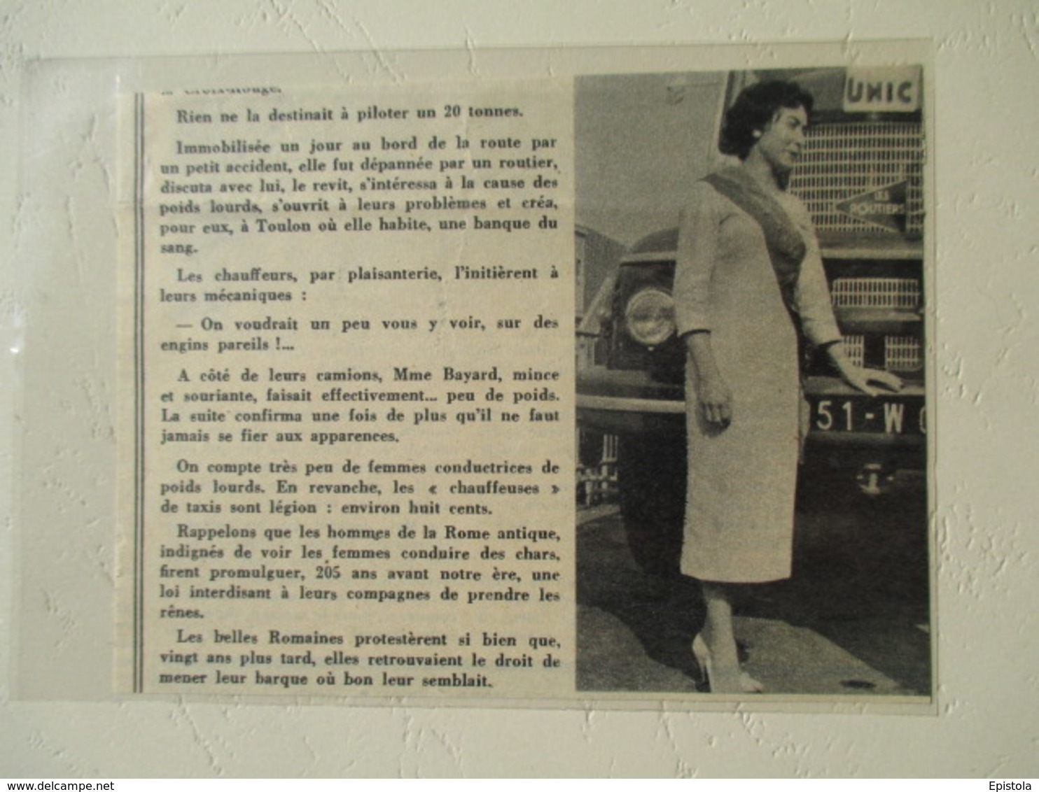 Versailles  - Mme Bayard Infirmière Croix Rouge Finaliste Championat National Camions 20 T  - Coupure De Presse De 1954 - Camion