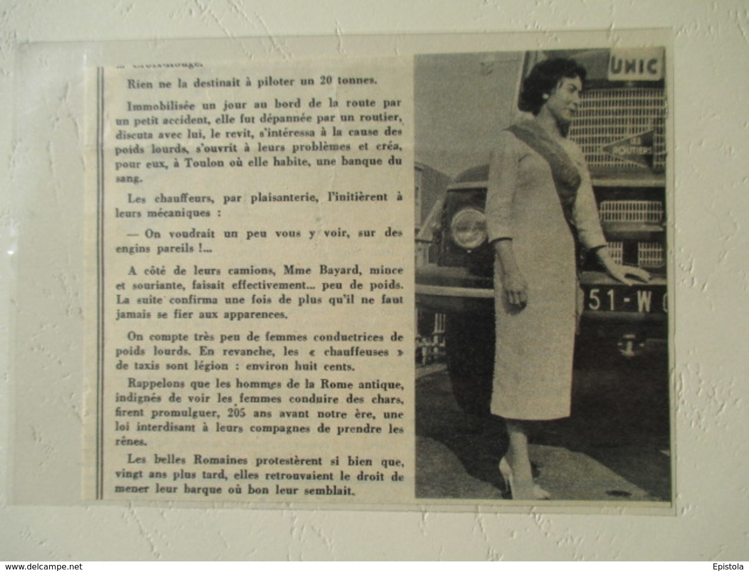 Versailles  - Mme Bayard Infirmière Croix Rouge Finaliste Championat National Camions 20 T  - Coupure De Presse De 1954 - Camions