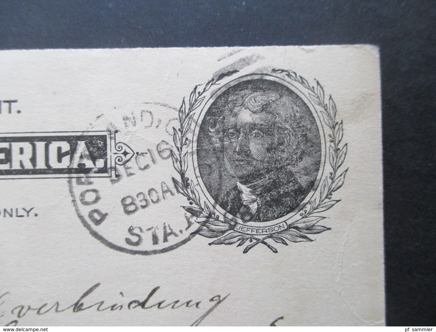 USA 1898 Ganzsache Mit Gedrucktem Text Rückseitig Portland Oregon Herzliche Grüße Und Segenswünsche Zum Neuen Jahr - Cartas & Documentos