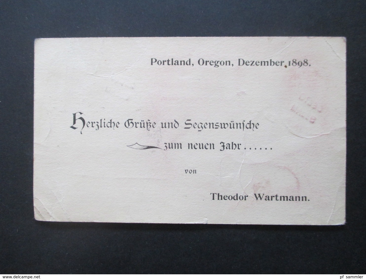 USA 1898 Ganzsache Mit Gedrucktem Text Rückseitig Portland Oregon Herzliche Grüße Und Segenswünsche Zum Neuen Jahr - Brieven En Documenten