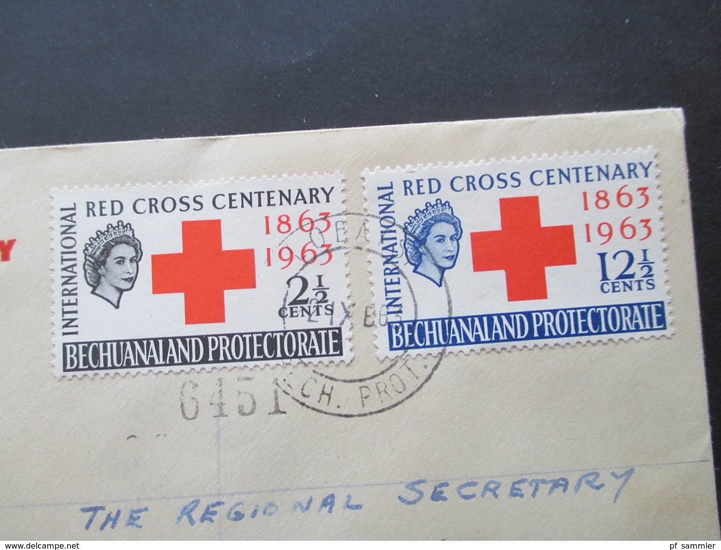 GB Kolonie Bechuanaland Protectorate International Red Cross Society FDC / Einschreiben Lobatsi Nach Windhoek South Afri - 1885-1964 Protectorat Du Bechuanaland