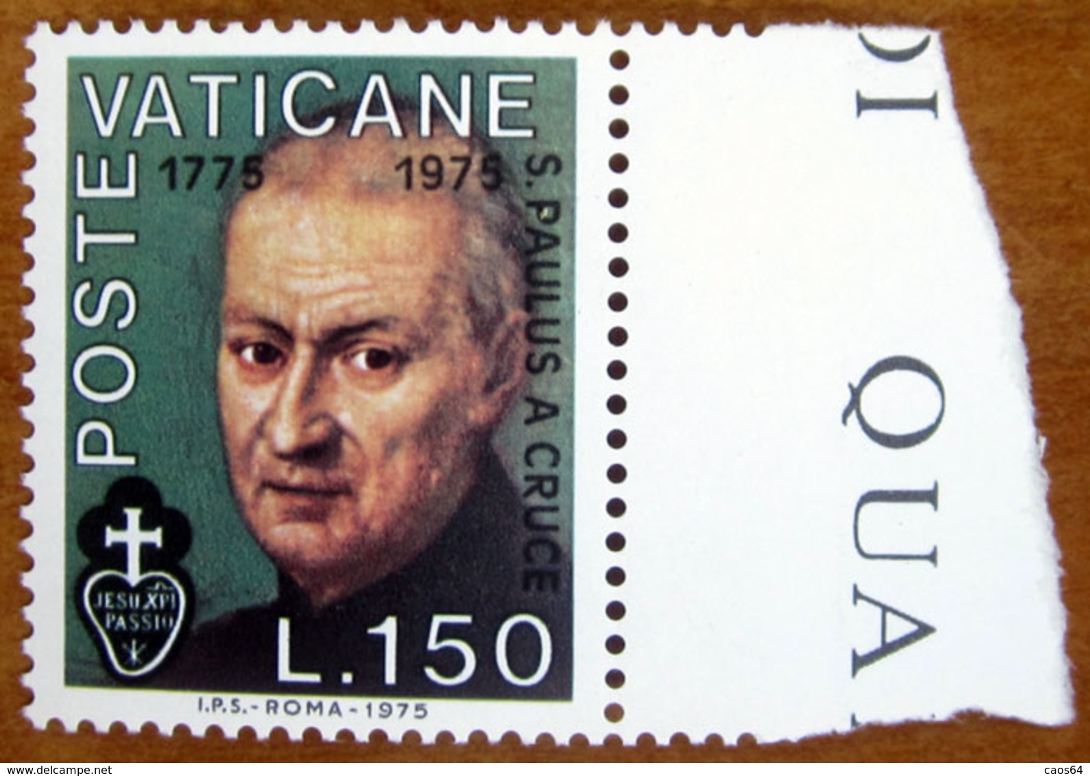 1975 VATICANO Religione Bicentenario Della Morte Di San Paolo Della Croce - Lire 150 -  Nuovo Con Bandella - Unused Stamps