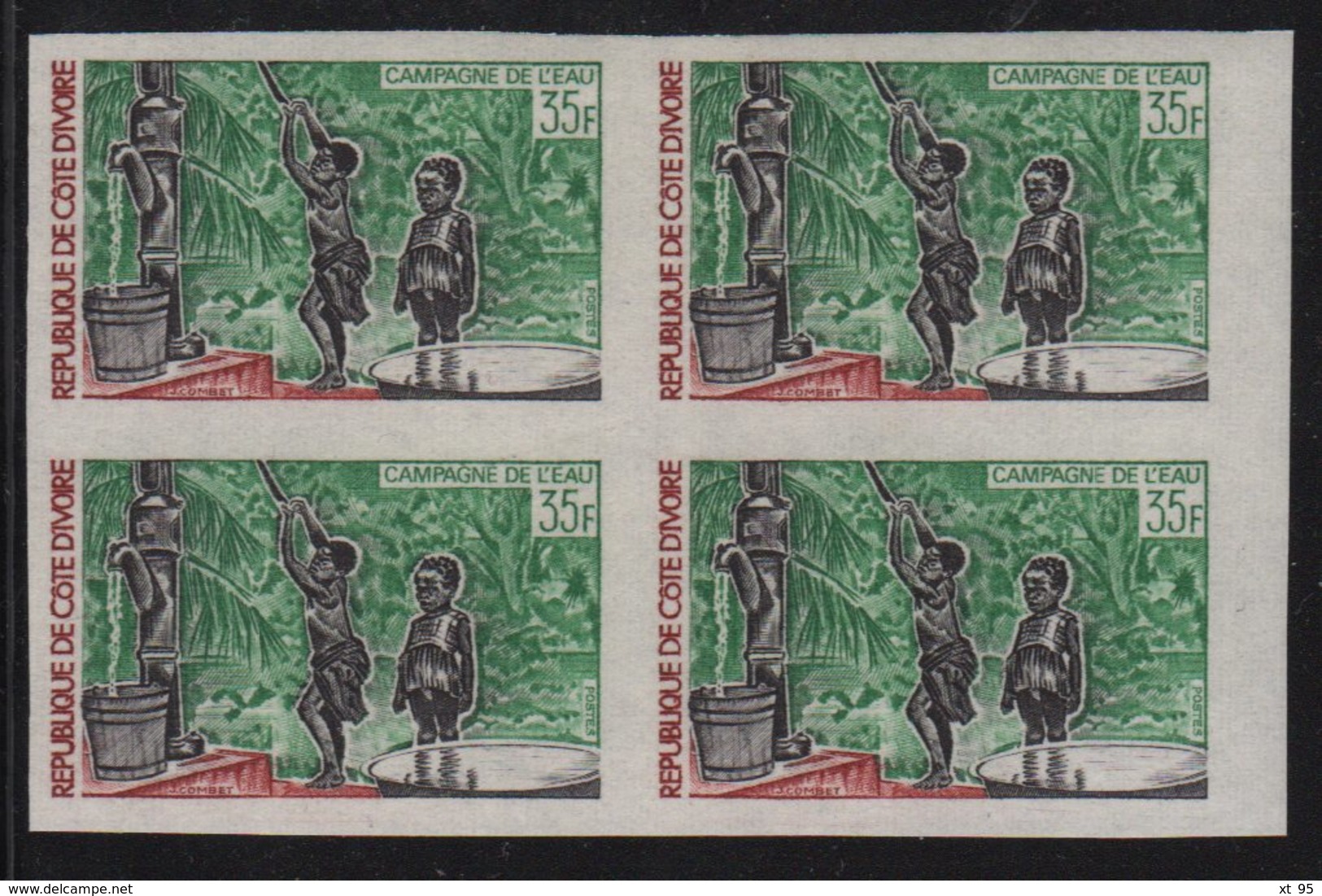 Cote D Ivoire - N°345 Non Dentele ** - Campagne De L Eau - Bloc De 4 - Ivory Coast (1960-...)