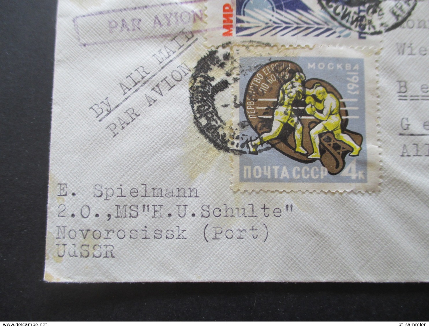 Russland / UDSSR 1963 Schiffspost Beleg Von Der MS H.U. Schulte In Novorosissk (Port) Nach Berlin Luftpost / Par Avion - Cartas & Documentos