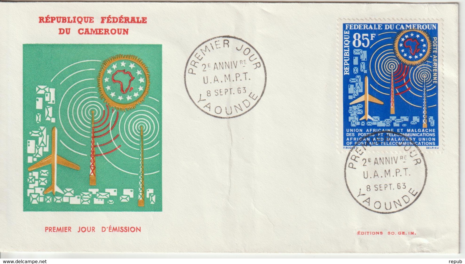 Cameroun FDC 1963 UAMPT PA 59 - Kamerun (1960-...)