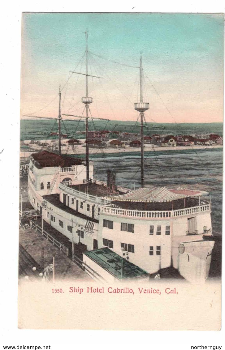 VENICE, California, USA, Ship Hotel Cabrillo, Pre-1920 Newman Postcard - Sonstige & Ohne Zuordnung