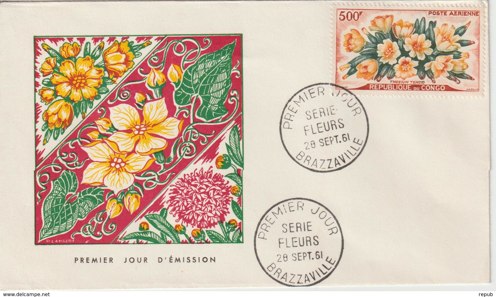 Congo FDC 1961 Fleurs PA 4 - FDC