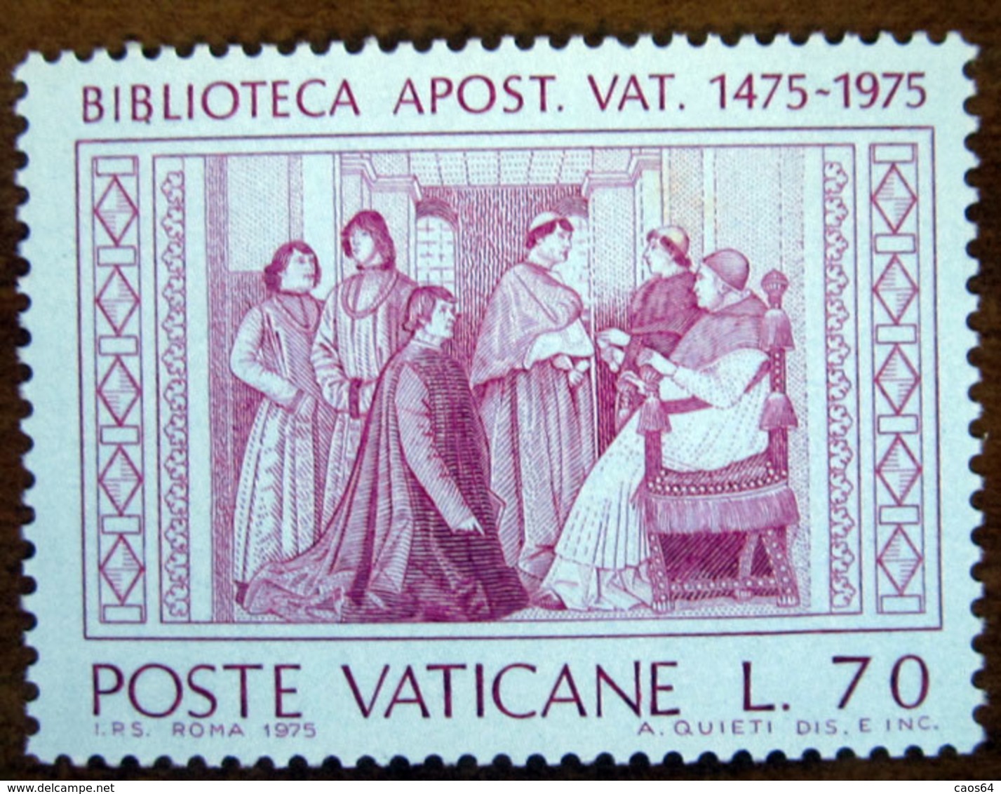 1975 VATICANO 500 Anni Della Biblioteca Apostolica Vaticana  Vatican Library Bartolomeo Sacchi Lire 70  Nuovo - Unused Stamps