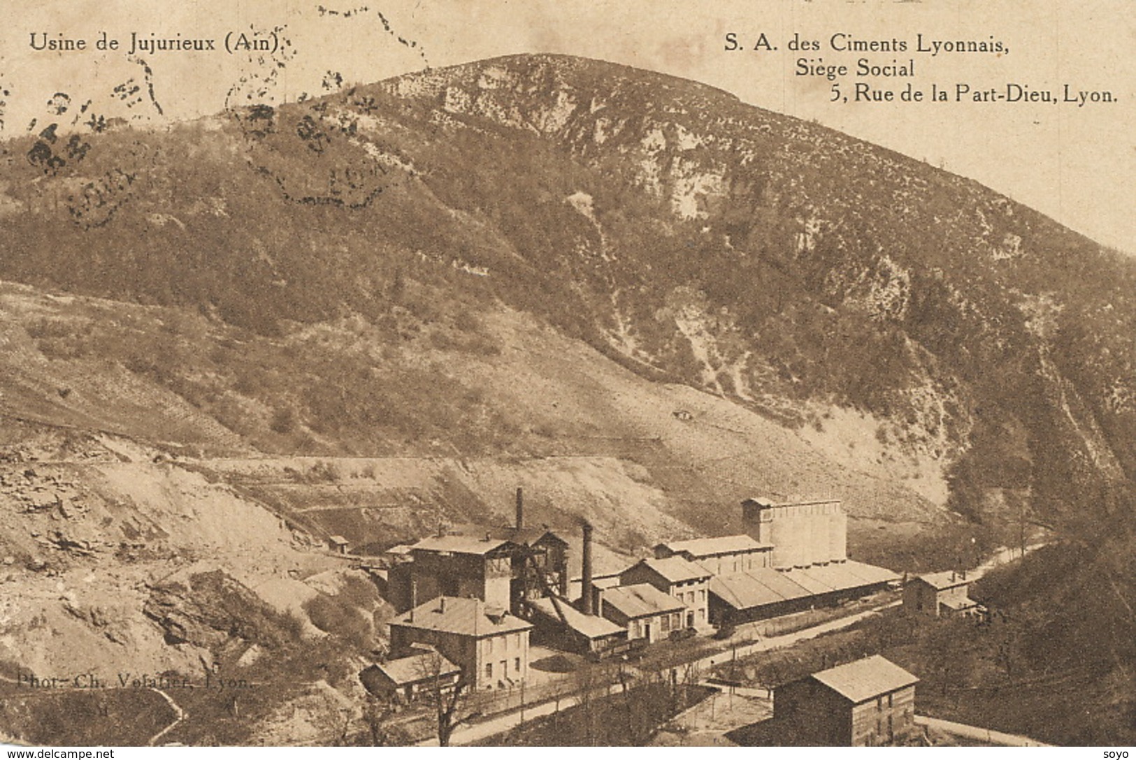 Usine De Jujurieux Ciments Lyonnais Cimenterie Cachet Train Convoyeur Pont D' Ain à Jujurieux Vers Torchefelon Isère - Industrie