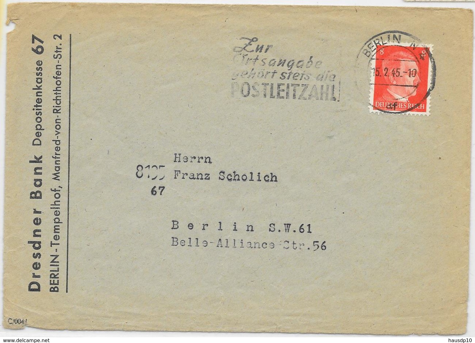 DR Brief EF MI.786 Berlin 15.2.45 - Lettres & Documents