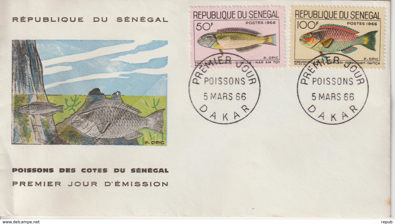 Sénégal FDC 1966 Poissons 273-74 - Sénégal (1960-...)