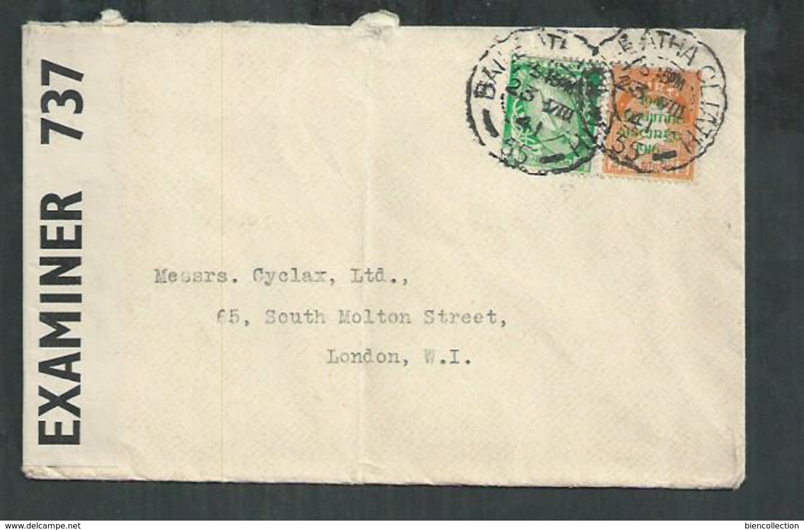 Irlande. Lettre Pour Londres Avec Censure EXAMINER 737 From Baile Atha Cliath - Lettres & Documents