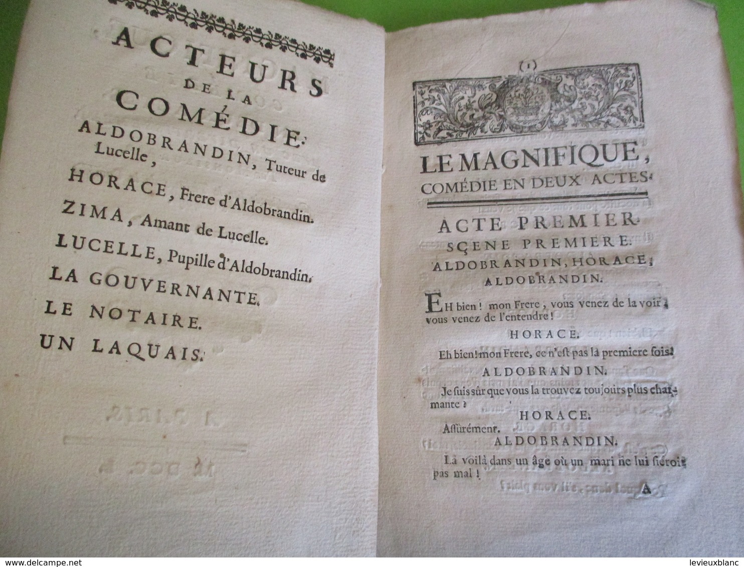 Fascicule Théâtre/ " Le MAGNIFIQUE"/ Par MONSIEUR***/ Comédie En Deux Actes Avec Un Divertissement/1750  FAT11 - 1701-1800