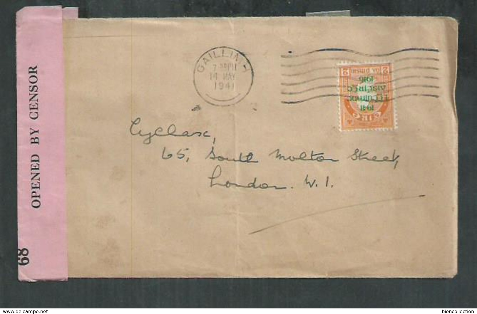 Irlande. Lettre Pour Londres Avec Censure Opened By Censor From Gaillimh - Cartas & Documentos