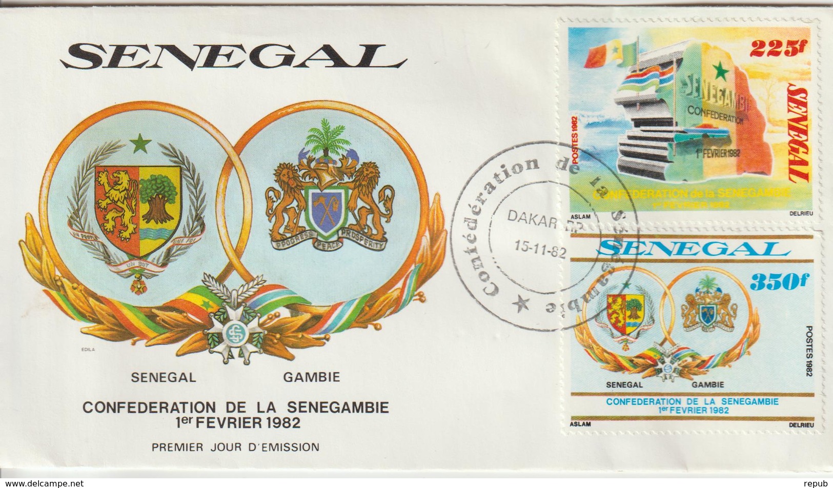 Sénégal FDC 1982 Confédération Sénégambie 573-74 - Sénégal (1960-...)