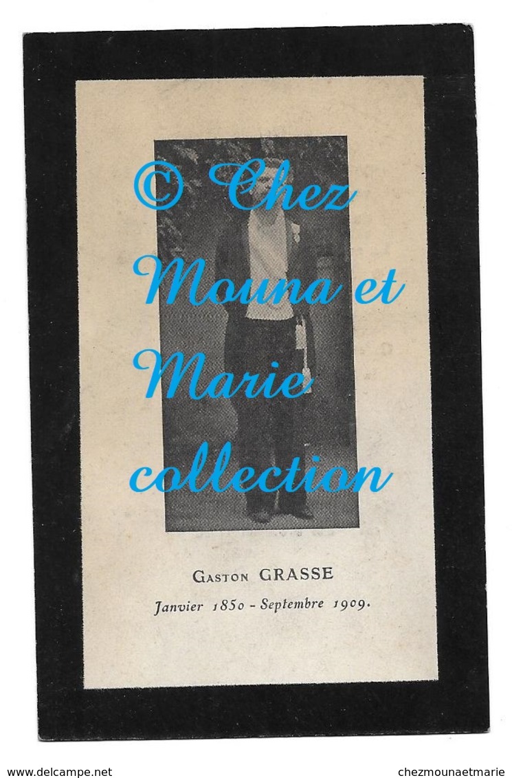 AVIS DE DECES GASTON GRASSE 1850 1909 PROFESSEUR AU COLLEGE DE BARBEZIEUX CHARENTE NE A PARIS - Esquela