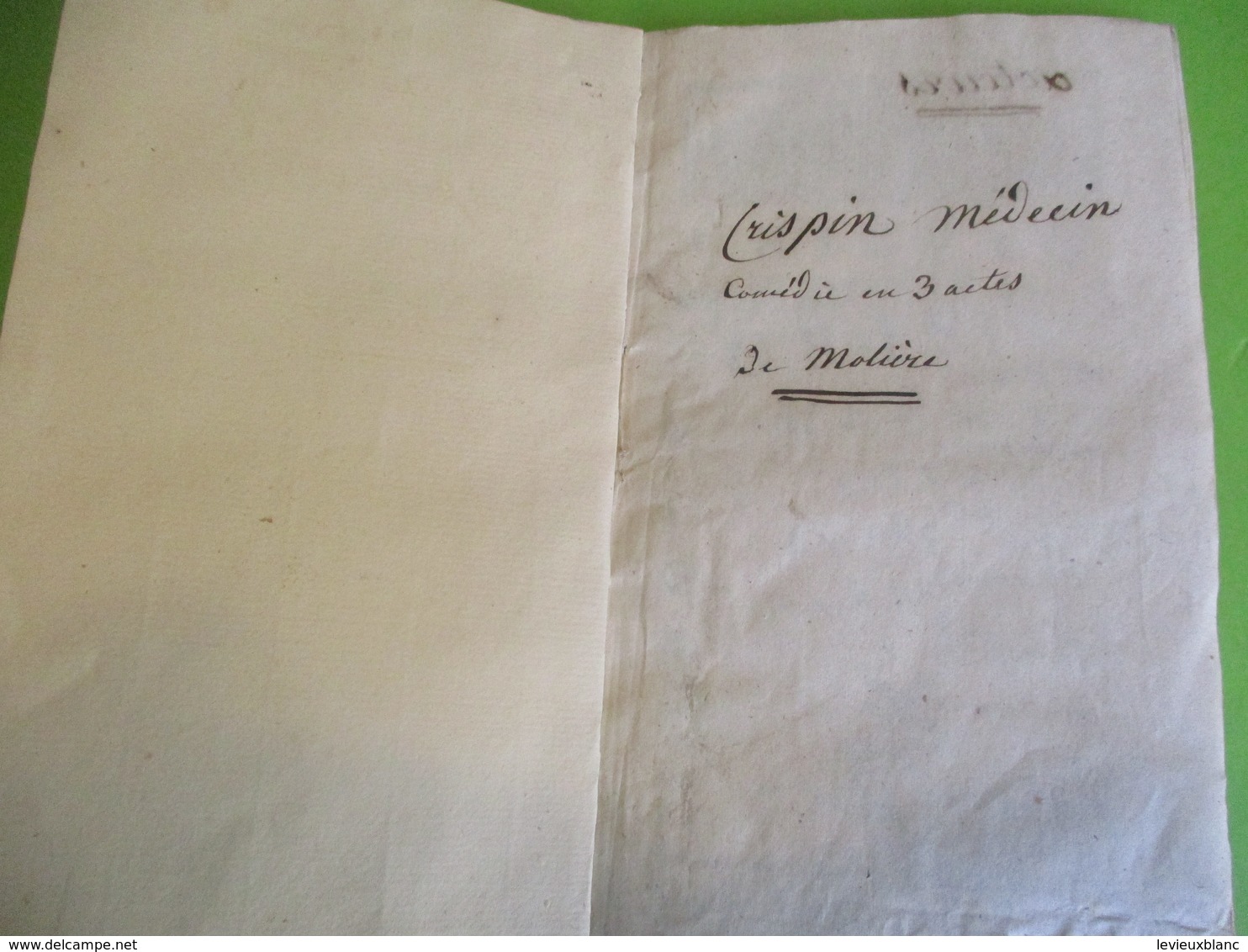 Fascicule Théâtre/ " CRISPIN Médecin"/ M De HAUTEROCHE/ Comédie En Trois  Actes Et En Prose/1770  FAT12 - 1701-1800